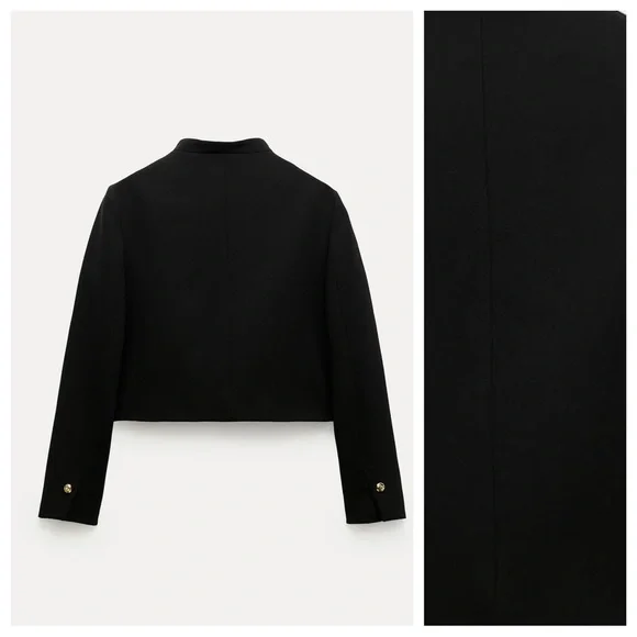 NWT. Zara ZW Collection Black Cropped Jacket. Size L. - Picture 5 of 9